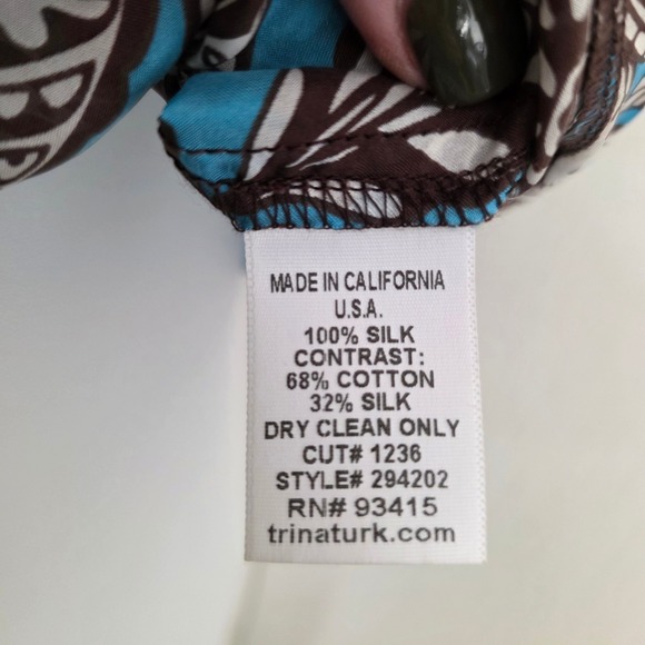 Trina Turk Silk Blend Paisley Halter Tank Top Blue Brown‎ White Size S Boho chic - Picture 5 of 8